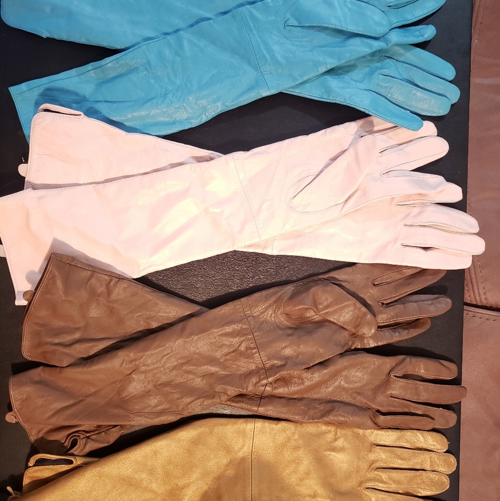4 pairs of Long leather gloves
